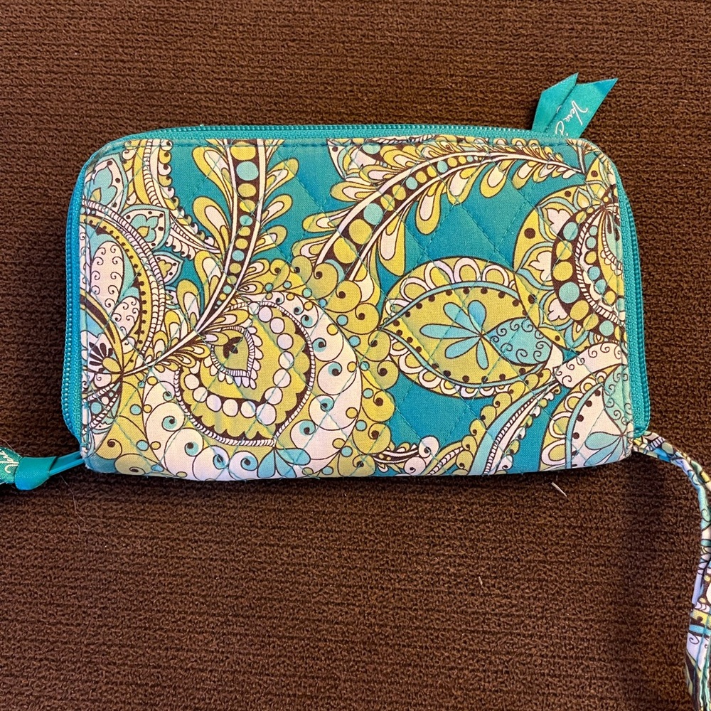 Vera Bradley Turquoise Peacock Wristlet/Wallet